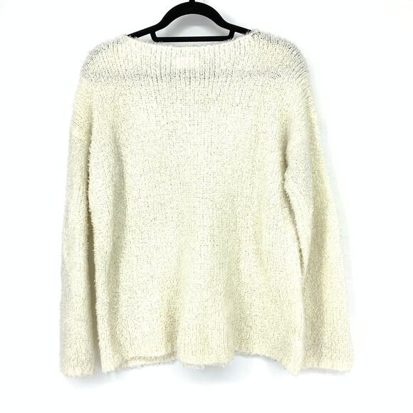 LOU & GREY Sweater Women's Size S Crewneck Pullover Fuzzy Long Sleeve Cream - Picture 2 of 6